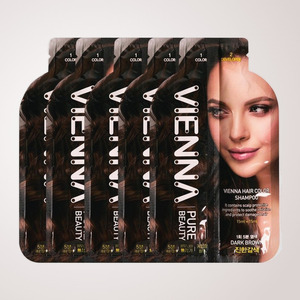 Champú para teñir el cabello de color marrón oscuro Vienna Pure Beauty, tinte para canas tipo champú, tinte de 5 minutos, baja irritación, 5 aplicaciones - Product Image 1
