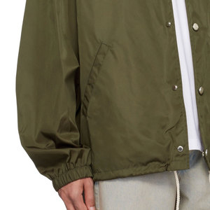 Men's Olive Green <b>Coach</b> Jacket Casual Turn-down Collar Button Front Loose Fit Polyester Shell Autumn Wear - Product Image 4
