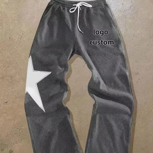 Men's Casual Solid Color Drawstring Sweatpants Streetwear Gym <b>Pants</b> Mid Waist XL Size Flat Front Straight Pattern Star <b>Pants</b> - Product Image 2