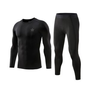 Men's 2 Piece Compression Workout Set Long Sleeve Compression Shirt Full Length Leggings Quick Dry Breathable Activewear - Product Image 5