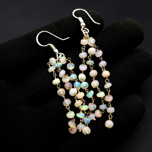 HAYAAT GEMS Perles d'opale éthiopienne naturelle Welo Fire, boucles d'oreilles en argent sterling et or, cadeau de luxe pour elle - Product Image 3