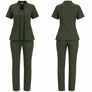 Women's Eco-Friendly Medical <b>Scrub</b> Suit Professional Beauty Salon Uniform <b>Scrub</b> <b>Set</b> with Pants Customized Color - Product Image 1