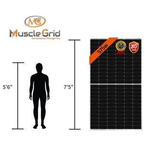 แผงโซลาร์เซลล์ MuscleGrid Plasma Solar ขนาด 575 วัตต์ แบบ Heavy Duty จำนวน 4 แผง (144 เซลล์แบบ Half-cut) 24V แบบมีกรอบ กระจกสองชั้น โมโน PERC แบบ Bifacial HJT - Product Image 5