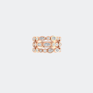 1.45CTW Round Pear Marquise Cut Bezel Set Multi-Band Cluster <b>Statement</b> <b>Ring</b> - Product Image 3