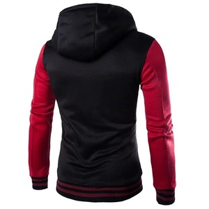 Veste universitaire à capuche personnalisée noire, rouge, noire et jaune pour hommes, en polaire, style Letterman, fabricant OEM ODM - Product Image 2