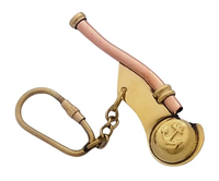 Porte-clés sifflet ancre en laiton vintage, sifflet marin nautique, porte-clés fait main, cadeau maritime, accessoire de collection