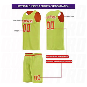 Uniforme de basket-ball en mesh personnalisé par sublimation, respirant et à séchage rapide, maillot jaune orange et short pour hommes, uniforme d'équipe de basket-ball - Product Image 2