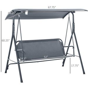 Dondolo da Giardino Contemporaneo a 3 Posti Grigio per Patio/Palestra/Esterni (Poliester) - Product Image 2