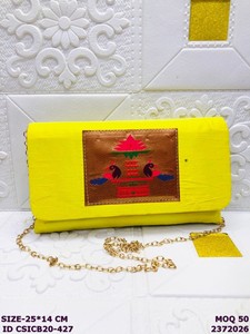 Designer Silk Embroidered Clutch <b>Bags</b> for Women | Ethnic <b>Peacock</b> Motif Wedding Party Handbags | Handmade Indian Ladies Clutch - Product Image 2