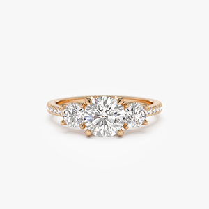 Bague de fiançailles classique en or jaune 18 carats avec diamant rond brillant de 2 carats cultivé en laboratoire, unisexe, avec diamants naturels latéraux certifiés - Product Image 3