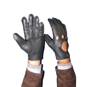 Gants de conduite classiques en cuir pour hommes, poignet réglable, trous perforés sur les doigts, gants de chauffeur - Product Image 5