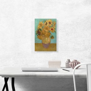 1889 ดอกทานตะวันบนพื้นหลังสีน้ำเงิน ภาพศิลปะบนผ้าใบ - Product Image 3