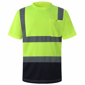 Camiseta de seguridad de manga corta con logotipo personalizado, reflectante, transpirable e impermeable para exteriores y carreteras, de alta visibilidad, en venta. - Product Image 1