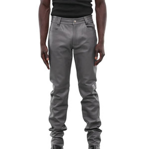 Contemporary Men Leather Pants Straight Fit Lightweight Dark Eco-Friendly Quick Dry Comfortable Durable Stylish Everyday Casual - Product Image 1