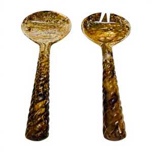 Cuchara para Servir Ensaladas de Resina Aqua Swirl Moderna y Personalizada, Mango Largo, Acabado Clásico Tipo Espejo, Duradera para Bodas y Navidad - Product Image 1