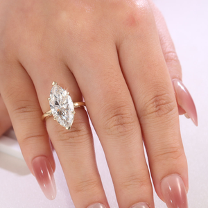 Moissanite Marquise Cut Statement <b>Ring</b> Rose <b>Gold</b> Luxury Solitaire Engagement <b>Cocktail</b> Jewelry Sparkling Bridal Gift - Product Image 6