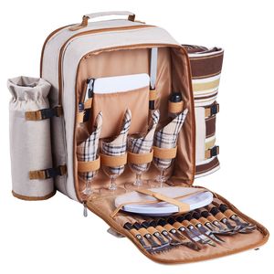 Mochila de Picnic para Playa con Compartimento Refrigerante Aislado para 4 Personas, con Porta Botellas/Vino Desmontable, Ligera - Product Image 6