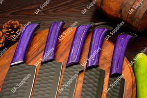 Juego de Cuchillos de Chef de Acero Inoxidable de 5 Piezas, Recubiertos de Óxido, Hechos a Mano, Extra Afilados, con Mango de Madera Pakka de Colores, Agarre Cómodo, Venta al Por Mayor OEM/ODM - Product Image 6