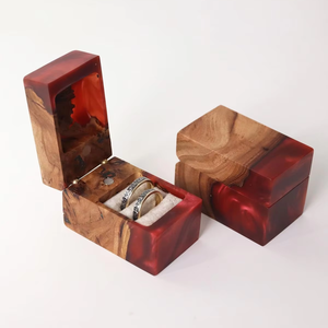 Boîte à bague en bois et résine personnalisable avec logo, octogonale, pour mariage, bijoux, cadeau, rangement, demande en mariage - Product Image 1