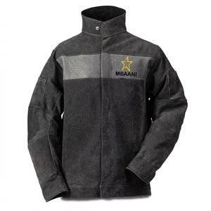 Veste de soudage en cuir marron MBAANI, imperméable, respirante, résistante à la chaleur 500°C, ignifuge, à boutons, pour la sécurité des travaux de fonderie - Product Image 4