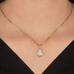 Minimal Teardrop Lab Grown Diamond Pendant Necklace – Gold Elegant Everyday Diamond <b>Jewelry</b> for Women - Product Image 1