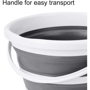 Seau pliable de 10 litres (2,6 gallons) avec poignée, gris et blanc, pour une utilisation en intérieur et en extérieur - Product Image 5