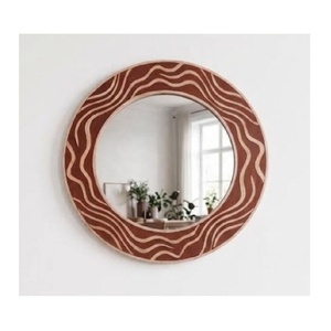 Décoration murale ronde ondulée faite à la main, miroir mural unique, cadre de miroir de luxe pour chambre à coucher, couloir, salon, accent décoratif - Product Image 1