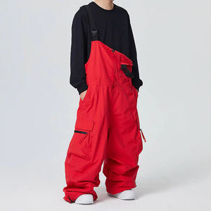 Waterproof Windproof Men Women Ski Bib Pants Insulated Custom Red Snowboard Bib <b>Overalls</b> Baggy <b>Winter</b> Outdoor Skiing Trousers - Product Image 2