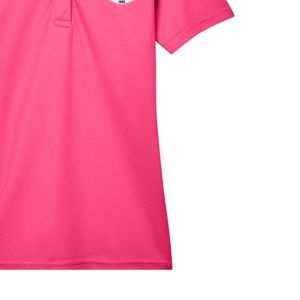 Polo rose vif pour femme, broderie de blason, manches courtes, col, mélange de coton, décontracté, golf, affaires, mode, vêtement - Product Image 6