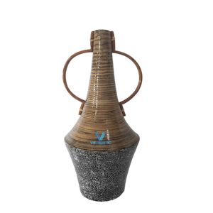 <b>Top</b> Quality Spun Bamboo Decorative Vase Natural Handmade Boho Home Decoration Vietnam Factory - Product Image 1