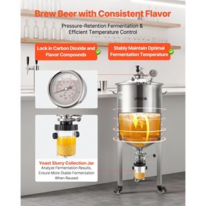 Fermentatore Secondario Conico Tutto-in-Uno in Acciaio Inox da 60L (16 Galloni) con Pressione di 15 PSI e Tubo di Raffreddamento per la Coltura del Lievito - Product Image 2