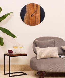 High Quality Modern Blue Epoxy Resin Wood <b>Hand</b> Modeled Angel Theme Wall <b>Clock</b> Best Quartz Needle Display Living Room Home - Product Image 6