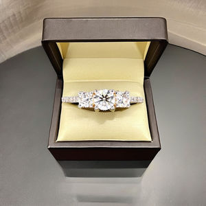 Modern Cut Lab Grown Diamond <b>Ring</b> Pave Band Luxury Bridal Engagement Fine Jewelry Design <b>Statement</b> <b>Ring</b> <b>Silver</b>/Gold IGI - Product Image 6