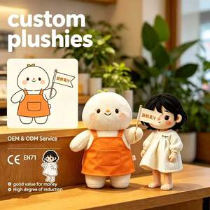 Muñeco de Peluche Personalizado al por Mayor para Personal de Tienda, Juguete de Peluche de Personaje de Servicio con Delantal Naranja para Tiendas Minoristas - Product Image 1