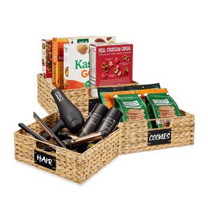 Black Water Hyacinth Storage Basket Woven Organizer Basket Pantry Storage <b>Bin</b> For Kitchen Home Organization Made In Vietnam - Product Image 2
