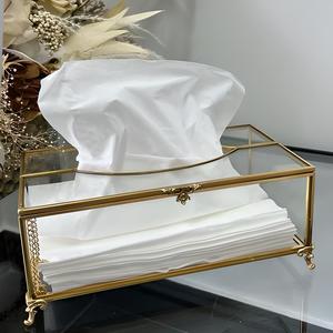 Portapañuelos de Vidrio Premium con Marco de Metal Dorado, Elegante Estuche para Guardar Servilletas para Decoración del Hogar, Hotel o Restaurante - Product Image 2
