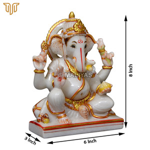 Pure White Marble Ganesh Statue | Handcrafted Lord Ganesha Idol | Premium Marble Ganpati Murti for Home Temple | 8 Inch - Product Image 6