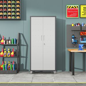 Armadio Metallico per Garage da 71 Pollici con Ruote per Organizzazione di Casa, Ufficio e Scuola, Contenitore per Attrezzi - Product Image 6