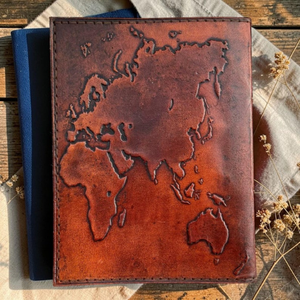 Al-Amir Handmade World <b>Map</b> Embossed Leather Journal 7x5 Travel Diary Sketchbook 200 Pages Handmade Notebook From Rajasthan - Product Image 6