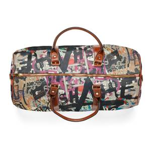 Sac de voyage en toile à imprimé graffiti avec poignées en cuir, fermeture éclair, sac de week-end, OEM ODM - Product Image 2