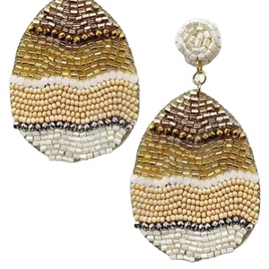 HSWE Women's Vintage Beaded Earrings Patriotic Orange White Blue for Weddings or <b>Memorial</b> Day - Product Image 1