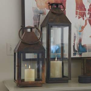 Juego de 2 faroles para velas resistentes y duraderos, estilo vintage, faroles colgantes para interiores y exteriores, eventos, fiestas, bodas - Product Image 1