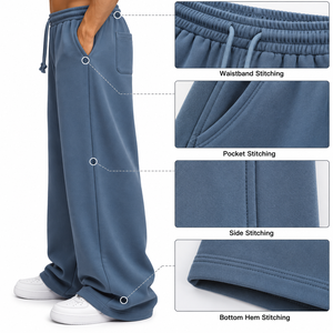 Pantalon ample style coréen pour homme, coupe minimaliste et décontractée, jambe large, marque privée, fabricant grossiste - Product Image 6