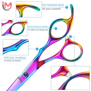 Ciseaux professionnels arc-en-ciel de 6 pouces en acier haute teneur en carbone, ensemble de ciseaux de coiffure pour barbiers et stylistes, service OEM - Product Image 4