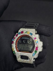 Montre numérique incrustée de strass en acier inoxydable unisexe pour enfants, résistante aux chocs, étanche 20 BAR, style de luxe, boîtier carré 41 MM - Product Image 4