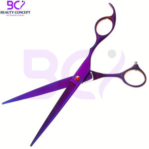 Ciseaux de coiffure professionnels de qualité salon, couleur violette, avec poignée confortable et vis de tension réglable pour une coupe parfaite à chaque fois. - Product Image 2