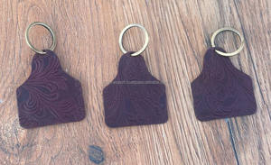 Nuevo llavero de cuero en relieve con estilo occidental hecho a mano Real, llaveros con estampado Floral, llaveros de forma única de cuero genuino personalizados - Product Image 4