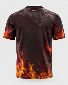 Camiseta RITS para Hombre, Manga Corta, Cuello Alto, Informal, de Forro Polar, Poliéster/Algodón, Negra con Dorado, Sublimación, Secado Rápido, Corte Regular - Product Image 4