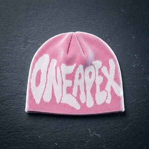 Custom Pink Knit Beanie Hat White Custom Logo Ribbed <b>Winter</b> <b>Cap</b> Unisex Streetwear Fashion Headwear Wholesale OEM Manufacturer - Product Image 1
