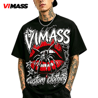 Kaos Katun Tebal Cetak Motif Longgar untuk OEM ODM Grosir Merek Fashion Punk Streetwear Pesanan Massal Sekarang